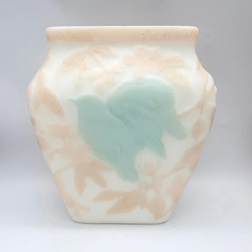 Consolidated Phoenix Glass Love Birdsl Satin Vase Art Deco 2 of 2